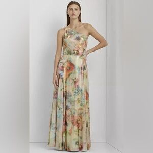 Ralph Lauren One Shoulder Floral Dress - Multicolor